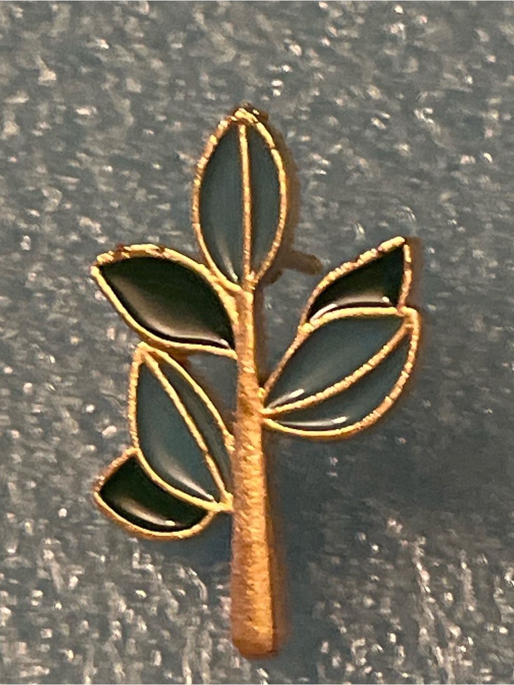 Gold and Teal Leaf Branch Enamel Pin